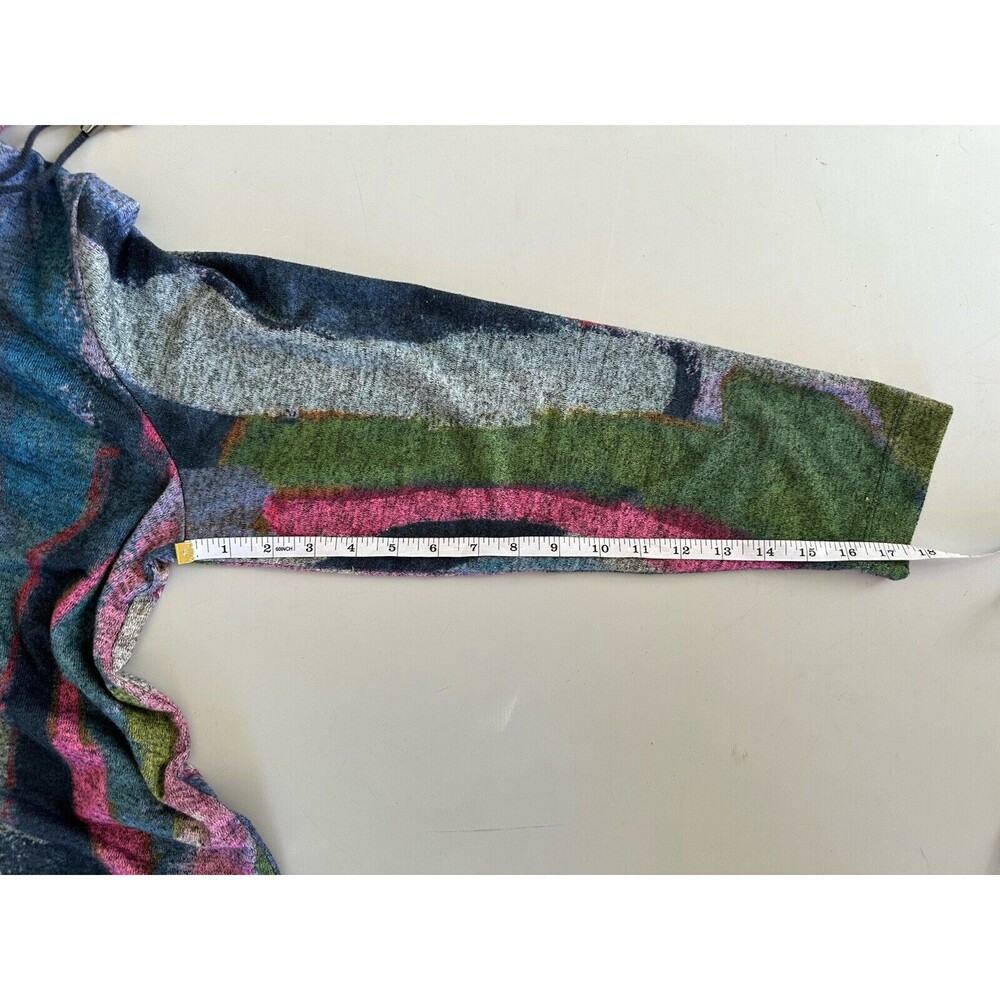 Ali Miles Cowl Funnel Neck Tunic Top Sweater Multicolor Abstract - Size XL - Picture 4 of 11